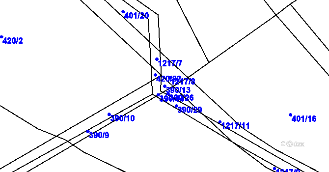 Parcela st. 390/13 v KÚ Džbánov u Vysokého Mýta, Katastrální mapa