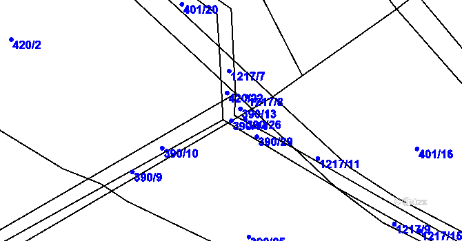 Parcela st. 390/14 v KÚ Džbánov u Vysokého Mýta, Katastrální mapa