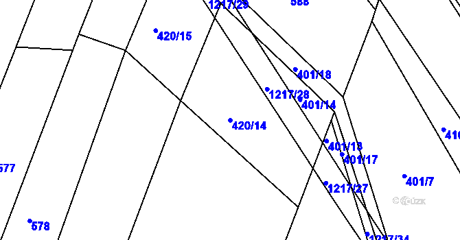 Parcela st. 420/14 v KÚ Džbánov u Vysokého Mýta, Katastrální mapa