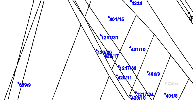 Parcela st. 420/20 v KÚ Džbánov u Vysokého Mýta, Katastrální mapa