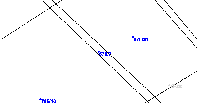 Parcela st. 670/7 v KÚ Džbánov u Vysokého Mýta, Katastrální mapa