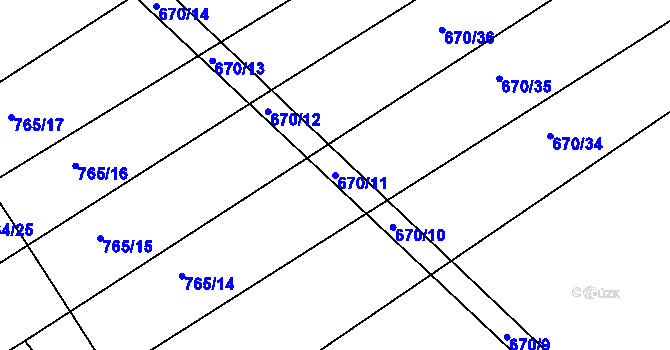 Parcela st. 670/11 v KÚ Džbánov u Vysokého Mýta, Katastrální mapa