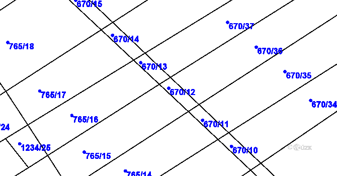 Parcela st. 670/12 v KÚ Džbánov u Vysokého Mýta, Katastrální mapa