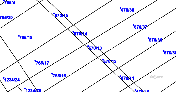 Parcela st. 670/13 v KÚ Džbánov u Vysokého Mýta, Katastrální mapa