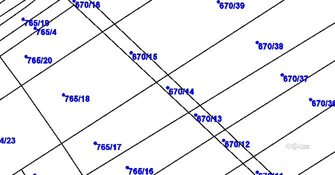 Parcela st. 670/14 v KÚ Džbánov u Vysokého Mýta, Katastrální mapa
