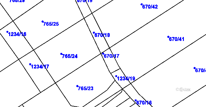 Parcela st. 670/17 v KÚ Džbánov u Vysokého Mýta, Katastrální mapa