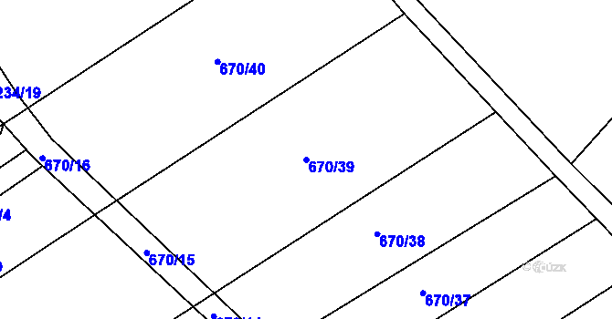 Parcela st. 670/39 v KÚ Džbánov u Vysokého Mýta, Katastrální mapa