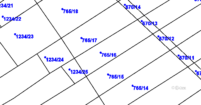 Parcela st. 765/16 v KÚ Džbánov u Vysokého Mýta, Katastrální mapa