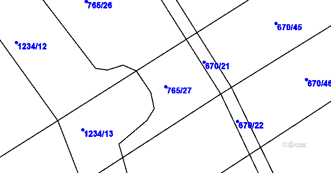 Parcela st. 765/27 v KÚ Džbánov u Vysokého Mýta, Katastrální mapa