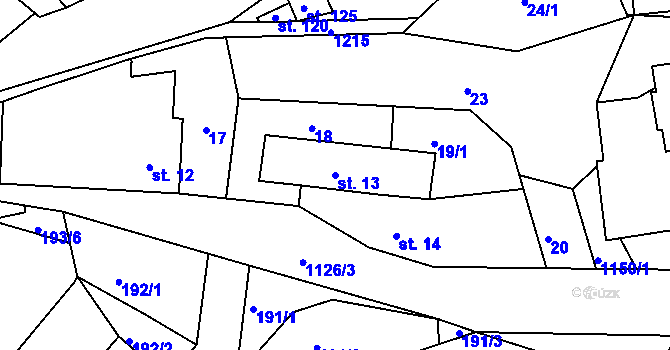 Parcela st. 13 v KÚ Džbánov u Vysokého Mýta, Katastrální mapa