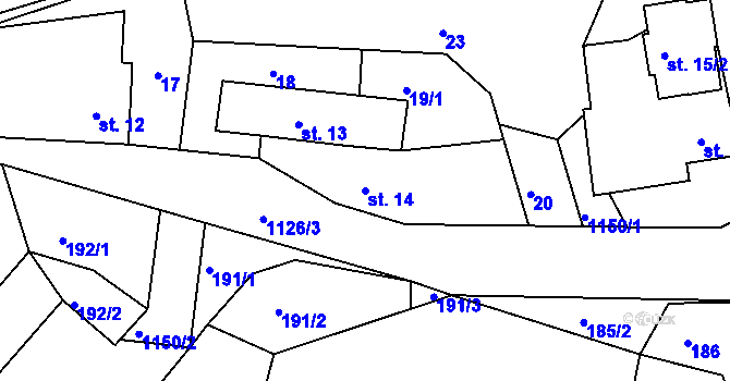 Parcela st. 14 v KÚ Džbánov u Vysokého Mýta, Katastrální mapa