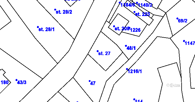 Parcela st. 27 v KÚ Džbánov u Vysokého Mýta, Katastrální mapa