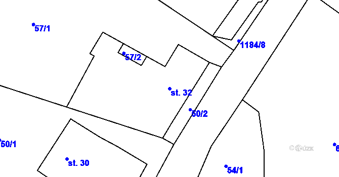 Parcela st. 32 v KÚ Džbánov u Vysokého Mýta, Katastrální mapa
