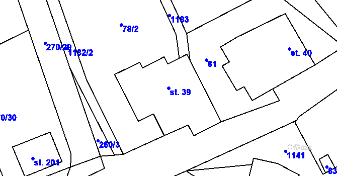 Parcela st. 39 v KÚ Džbánov u Vysokého Mýta, Katastrální mapa