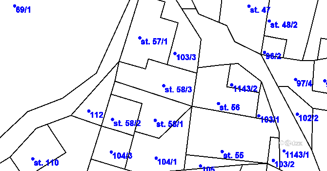 Parcela st. 58/3 v KÚ Džbánov u Vysokého Mýta, Katastrální mapa