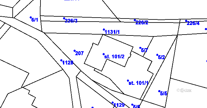 Parcela st. 101/2 v KÚ Džbánov u Vysokého Mýta, Katastrální mapa