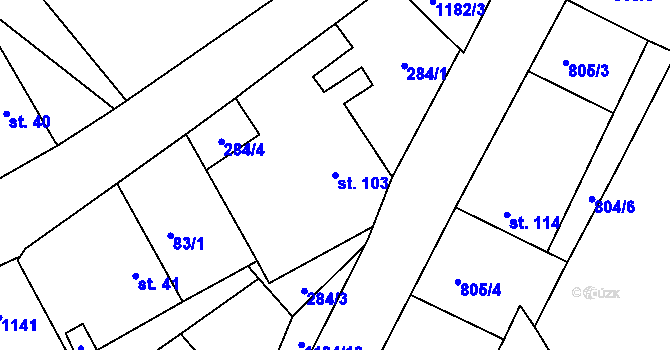 Parcela st. 103 v KÚ Džbánov u Vysokého Mýta, Katastrální mapa