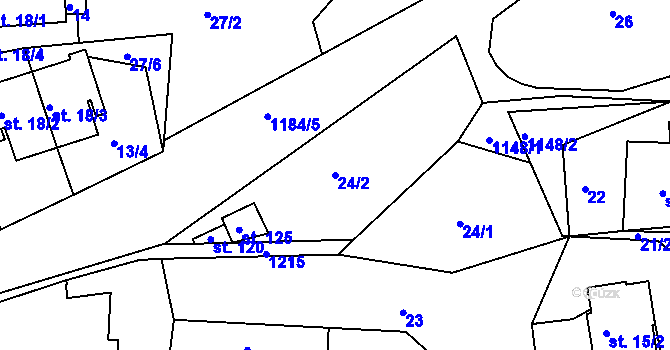 Parcela st. 24/2 v KÚ Džbánov u Vysokého Mýta, Katastrální mapa