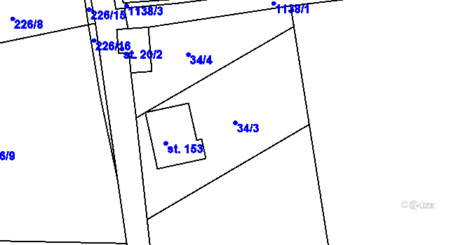 Parcela st. 34/3 v KÚ Džbánov u Vysokého Mýta, Katastrální mapa