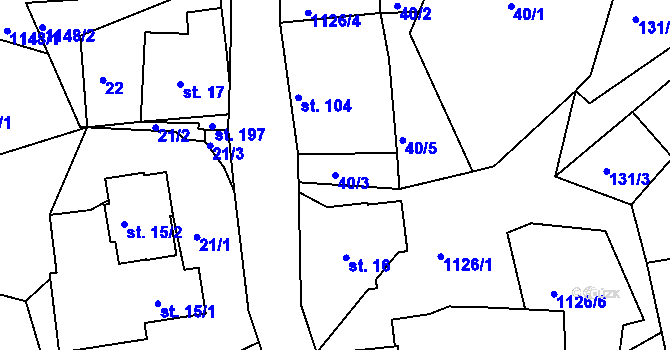 Parcela st. 40/3 v KÚ Džbánov u Vysokého Mýta, Katastrální mapa