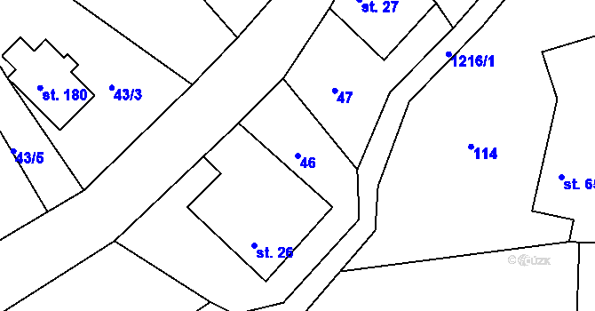 Parcela st. 46 v KÚ Džbánov u Vysokého Mýta, Katastrální mapa