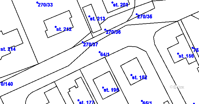 Parcela st. 64/1 v KÚ Džbánov u Vysokého Mýta, Katastrální mapa