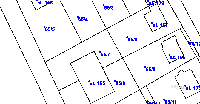 Parcela st. 65/7 v KÚ Džbánov u Vysokého Mýta, Katastrální mapa