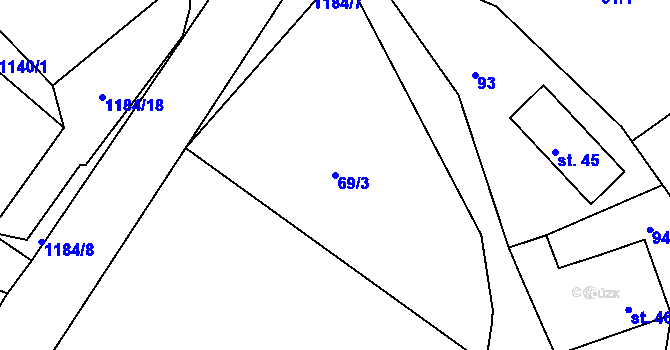 Parcela st. 69/3 v KÚ Džbánov u Vysokého Mýta, Katastrální mapa