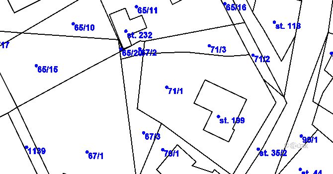 Parcela st. 71/1 v KÚ Džbánov u Vysokého Mýta, Katastrální mapa