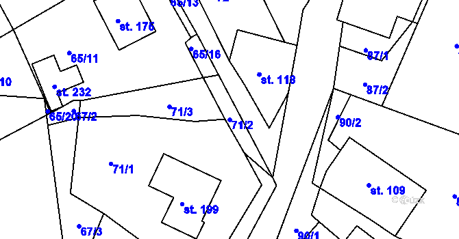Parcela st. 71/2 v KÚ Džbánov u Vysokého Mýta, Katastrální mapa