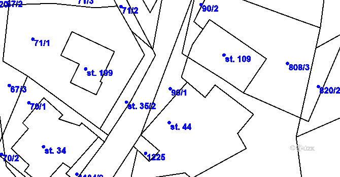 Parcela st. 90/1 v KÚ Džbánov u Vysokého Mýta, Katastrální mapa