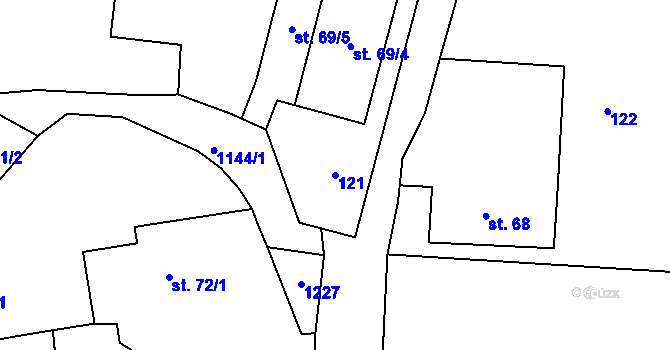 Parcela st. 121 v KÚ Džbánov u Vysokého Mýta, Katastrální mapa