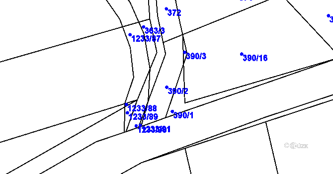 Parcela st. 390/2 v KÚ Džbánov u Vysokého Mýta, Katastrální mapa