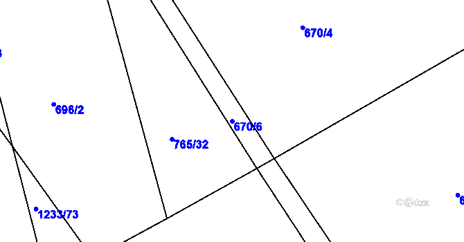 Parcela st. 670/6 v KÚ Džbánov u Vysokého Mýta, Katastrální mapa