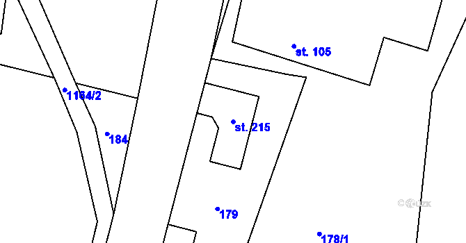 Parcela st. 215 v KÚ Džbánov u Vysokého Mýta, Katastrální mapa