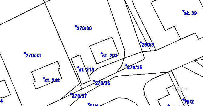 Parcela st. 201 v KÚ Džbánov u Vysokého Mýta, Katastrální mapa