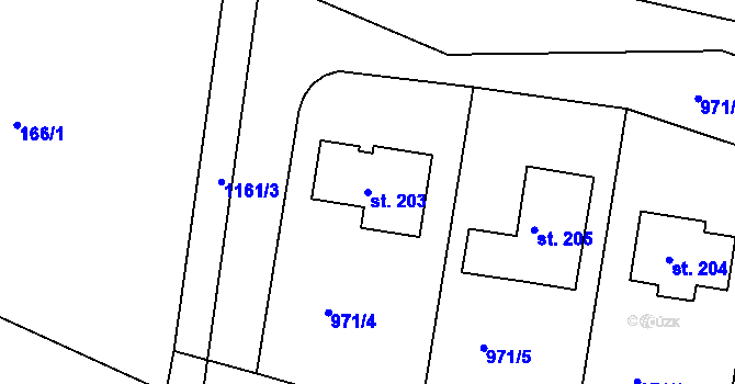 Parcela st. 203 v KÚ Džbánov u Vysokého Mýta, Katastrální mapa