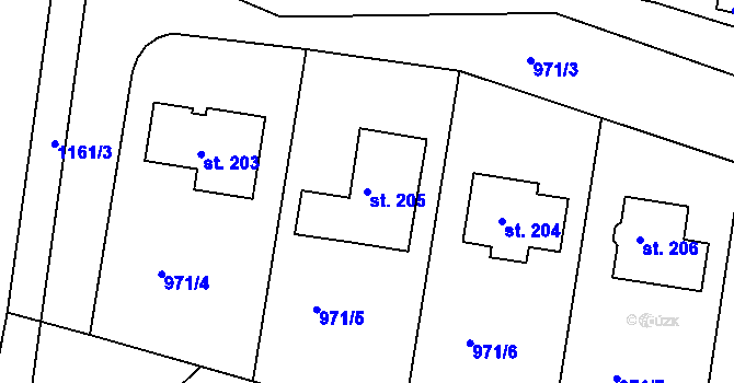 Parcela st. 205 v KÚ Džbánov u Vysokého Mýta, Katastrální mapa