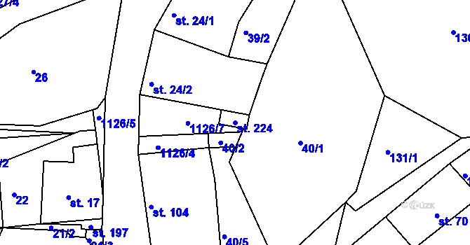 Parcela st. 224 v KÚ Džbánov u Vysokého Mýta, Katastrální mapa