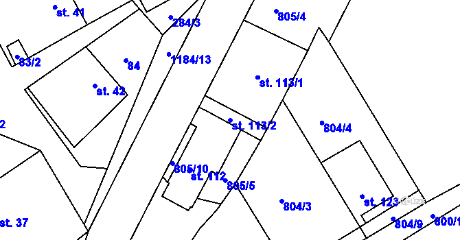 Parcela st. 113/2 v KÚ Džbánov u Vysokého Mýta, Katastrální mapa
