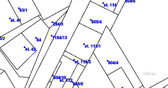 Parcela st. 113/1 v KÚ Džbánov u Vysokého Mýta, Katastrální mapa