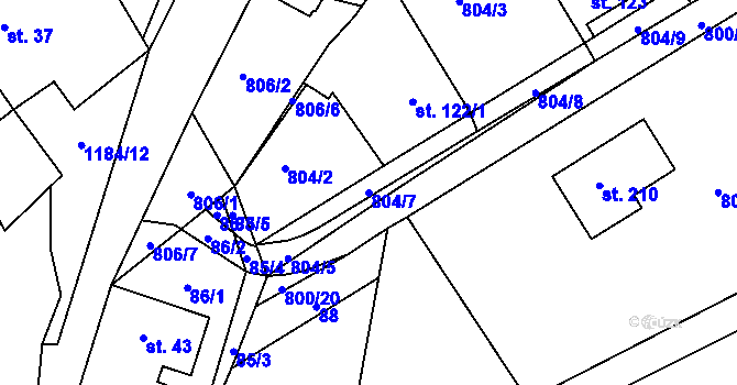 Parcela st. 804/7 v KÚ Džbánov u Vysokého Mýta, Katastrální mapa