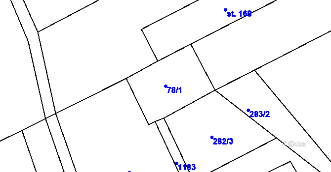 Parcela st. 78/1 v KÚ Džbánov u Vysokého Mýta, Katastrální mapa