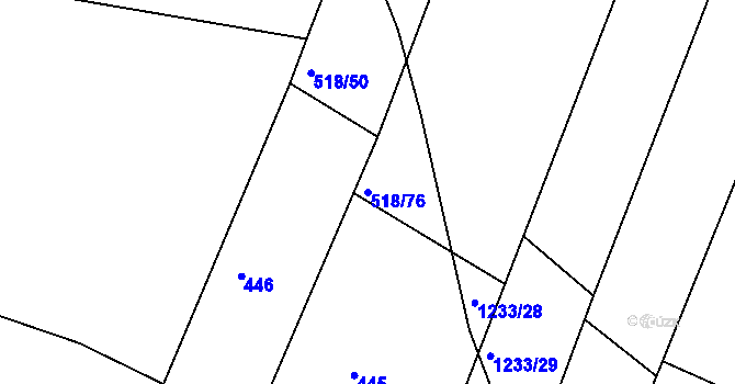 Parcela st. 518/76 v KÚ Džbánov u Vysokého Mýta, Katastrální mapa
