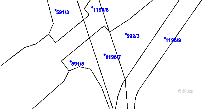 Parcela st. 1196/7 v KÚ Džbánov u Vysokého Mýta, Katastrální mapa