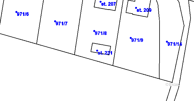 Parcela st. 231 v KÚ Džbánov u Vysokého Mýta, Katastrální mapa