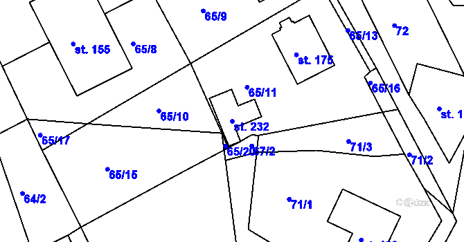 Parcela st. 232 v KÚ Džbánov u Vysokého Mýta, Katastrální mapa