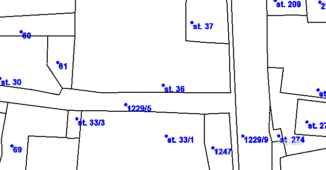 Parcela st. 36 v KÚ Ejpovice, Katastrální mapa