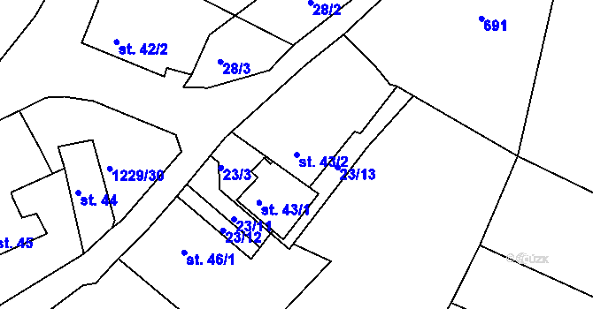 Parcela st. 43/2 v KÚ Ejpovice, Katastrální mapa