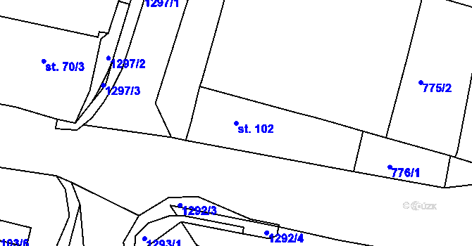 Parcela st. 102 v KÚ Ejpovice, Katastrální mapa